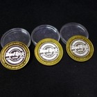 Lot Of 3 Hard Rock  999 Silver Strike  10 Gaming Casino Tokens Las Vegas Guitars