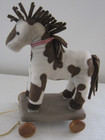 New Handcrafted Stuffed Plush 10  Horse Pull Toy On Wooden Wheels Is Removable