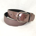 Womens L Metallic Pewter Belt Faux Leather 36-38in Silver Buckle 1 3 8  Wide