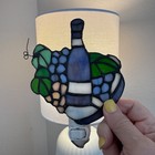 Vintage Plug-in Stained Glass Night Light Cover   Wine Bottle   Grapes