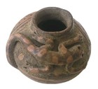 Antique vintage Pre-columbian Lizard Pot Mexican Or Mayan Rare 3 1 2  L X 2 1 2 