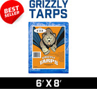 Grizzly 6x8 Tarp Waterproof Heavy Duty Poly Cover Blue 5 Mil 8x8 Weave