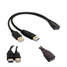 Grlrcr Black Usb 3 0 Female To Dual Male Extra Power Data Y 1 Feet  
