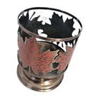 Bath   Body Works Seasonal Fall Autumn Halloween Leaf 3wick Metal Candle Holder 