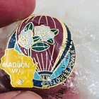 Flower Power Hot Air Balloon Souvenir Pilot Enamel Lapel Pin - Madison Wi