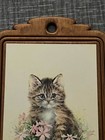 Vtg Country Farmhouse Cat Wall Art Wood Frame Folk Art Rustic Decor Cottagecore