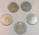 5 Vintage Las Vegas Casino  1 Dollar Gaming Slot Tokens 1960s-1980s Nugget