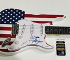 Mike Love Bruce Johnston Signed Usa Flag Electric Guitar The Beach Boys Jsa Coa