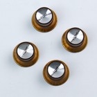 Set Of 4 Top Hat Bell Style Guitar Knobs  2x Tone 2x Volume  Foil-top Amber dark