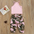 Toddler Kids Baby Girl 2pcs Clothes Sets Sleeveless Letter Print Halter Outfits