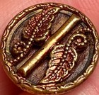 Unique Red Tinted Leaves Bar Victorian Metal Vintage Antique Button  2860