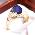 Blue Sapphire Oval Cut With 14k Yellow Gold Ring  For Men  a239  