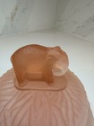 Vtg 1930s Le Smith Pink Satin Glass Elephant Powder Jar Vanity Box 6   