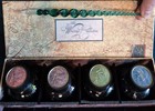 Authentic Models Calligraphy Writing Ink Set Hand Blown Glass Pen 4 Inks