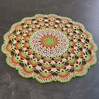 Vintage Style Crochet Mandala Doily 14 Inch Round Cotton Lace Cottagecore Boho