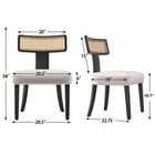 2 Set Mid Century Modern Dining Chairs Solid Wood Rattan Back Accent Side Chairs