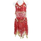 Girls Kids Belly Dance Costume Sparkly Circle Sequin Coins Top Skirt Dress