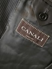 Canali Made Italy Suit Men s 44r 37x30 Gray Striped Pick Stitching Dual Vents