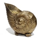Vintage Brass Nautilus Shell Cachepot Or Planter