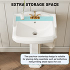 Vintage White Ceramic Pedestal Bathroom Sink 23 Overflow 3 Hole 4 8 Inch Faucet