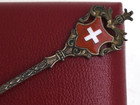 800 Silver Antique Souvenir Spoon W  Enamel William Tell Bowl