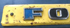 Vintage Ford Tractor Backhoe 21  Yellow Heavy Metal Letters Nameplate Shed Find