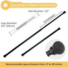  2pcs Small Window Tension Rods Adjustable Curtain Rod 17 To 28 Inch Tension 