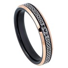 4mm Celtic Claddagh Ring Black   Rose Gold Tungsten Carbide Wedding Band