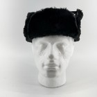 Vintage 80s Fleece Leather Trapper Size 7 5 Black Flyer Aviator Hat Usa Made