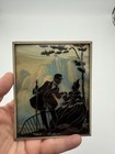 Vintage Reverse Painted Convex Silhouette Courting Couple Framed Pictures
