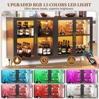 Modern Sideboard Buffet Cabinet With 13-color Rgb Led 3-sided Glass Display Case