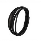 Genuine Leather Braided Bracelet Stainless Steel Magnetic Clasp Wristband