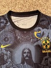 Nike Brazil Cbf Brasil National Team Soccer Jersey Shirt Black gray Yellow Crest