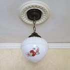 181am Vintage 1930s 50 s Ceiling Light Lamp Fixture Glass Shade Kitchen Pendant