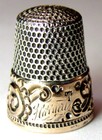 Antique Ketcham   Mcdougall Gold Band Sterling Silver Thimble  ferns   harriett 