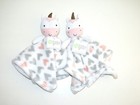 Nwt Lot 2 Baby Gear Unicorn Lovey Hearts Print Pink Gray Security Blanket Plush