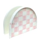Mackenzie Childs Enamel Rosy Check Napkin Holder New No Box