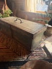 Primitive Old Wooden Green Chest Wrought Iron Early Cabin Goods 