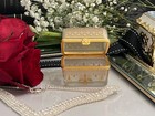 Vtg Estee Lauder Limited Edition Frosted Glass Jewelry Box Gold Collectibles