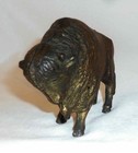 Antique Cast Iron Gold Painted Still Penny Bank Buffalo Bison By A c  Williams