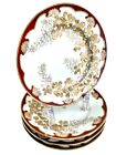 Antique Nippon Plates Set Of 4 Hand Painted Japan Moriage Gold Gilt Maroon Pink 