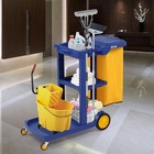 Housekeeping Cart With 3 Shelves   Silent Casters For Warehouse  Office Cleaning