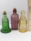 Vintage Wheaton Glass Bottles Mini Lot Of 3 Green Liberty Bell Purple Tree Life 