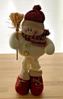 Vintage Plush Standing Snowman Weighted Feet Christmas Decor Rustic Country