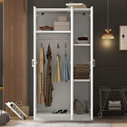 3 Doors Wardrobe W mirror  Armoire Closet Storage Cabinet Organizer  Hanging Rod