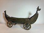 Vintage Rolling Bronze Viking Ship Metal Longship Wheels Art 16  Aagaard     Mcm