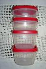 Lot Of 5 Rubbermaid Storage Containers Red Easy Find Lids - 3   2    1 2 Cups