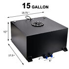 15 Gallon Black Aluminum Fuel Cell Gas Tank cap level Sender steel Fuel Line Kit