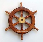 Nautical Wooden Ship Steering Wheel Pirate D  cor Wood Brass Fishing Wall Boat