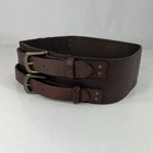 Cabi Very Wide Brown Leather Double Buckle Waist Belt - Women s Size 26